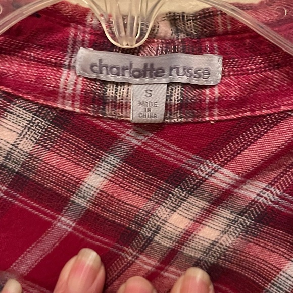 CHARLOTTE RUSSE Women’s Button Down Plaid Shirt Top. Sz S. - Picture 3 of 3